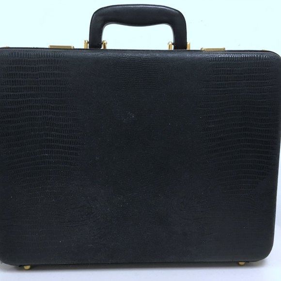 Amniet crocodile belly leather black briefcase attache case New Opus - Picture 6 of 16